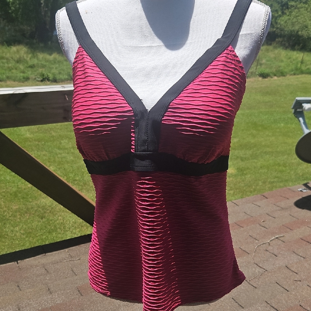 Christina Pink and Black Tankini Top